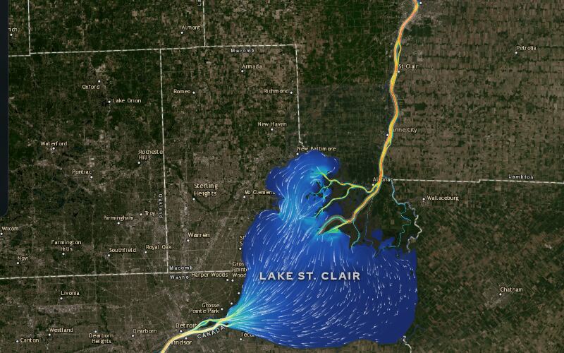 A view of the Lake Huron to Lake Erie, in Motion map