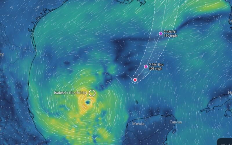 A view of the Isaias, in Motion map